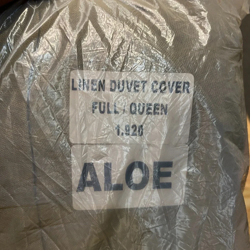 Quince European Linen Duvet Full/Queen Size Aloe Green NO SHAMS INCLUDED
